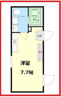 東武伊勢崎線 梅島駅 徒歩8分 4階建 築2年(ワンルーム/1階)の間取り写真