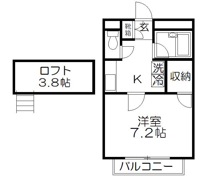 あかる20(1K/2階)の間取り写真
