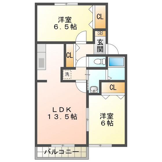 ラ・セジュール(2LDK/2階)の間取り写真