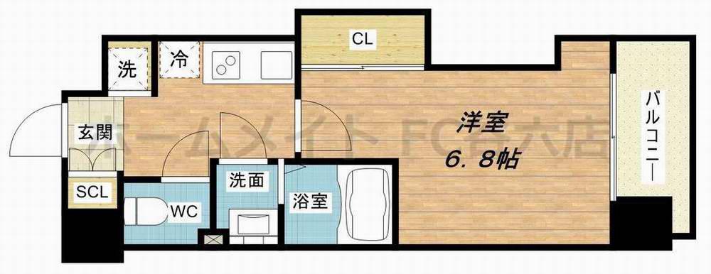 LUXE難波西II(1K/15階)の間取り写真