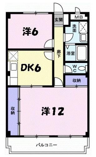 ウエストコートTANIGAMI(2DK/1階)の間取り写真