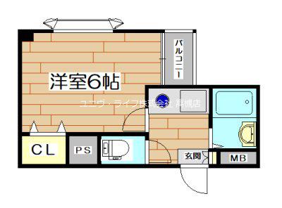 プリンセス八丁畷A(1K/1階)の間取り写真