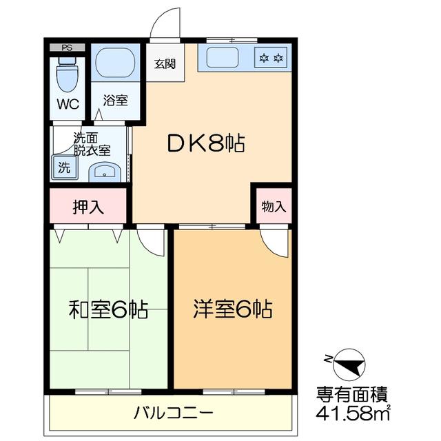グランデ富士(2DK/1階)の間取り写真