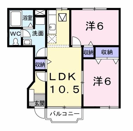 ヴィラ サンライズ ドリームII(2LDK/1階)の間取り写真