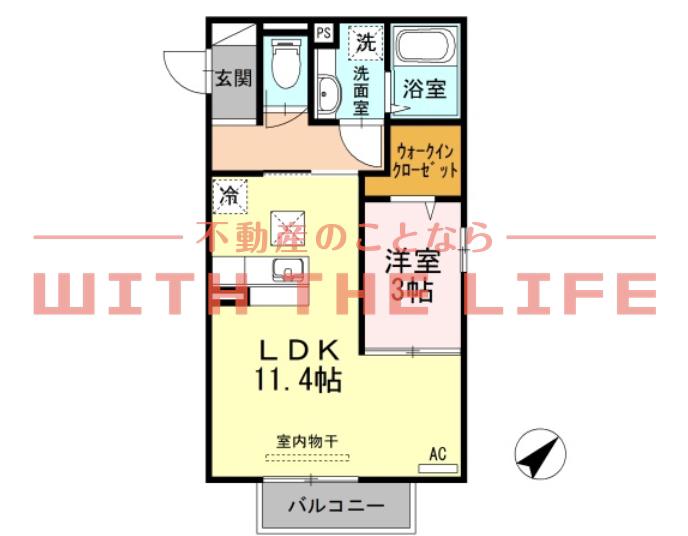 プログレスI(1LDK/2階)の間取り写真