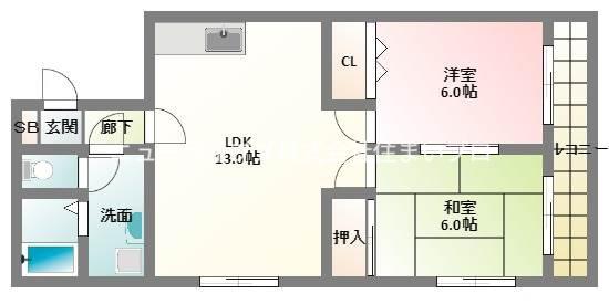 富士藤田町マンション(2LDK/4階)の間取り写真