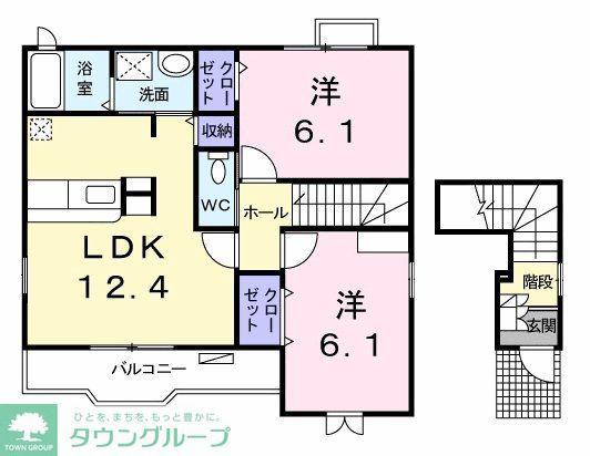 フォンターナ(2LDK/2階)の間取り写真