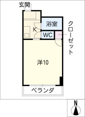 正木ビル(1K/2階)の間取り写真