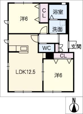 フロイデホーフ(2LDK/1階)の間取り写真