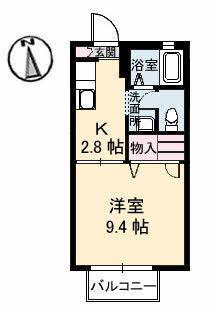 プラージュ(1K/1階)の間取り写真