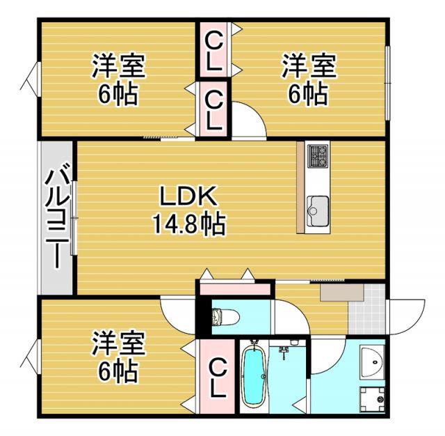 TAORMINA下府(3LDK/3階)の間取り写真