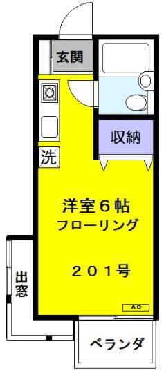 TKコーポ(ワンルーム/2階)の間取り写真