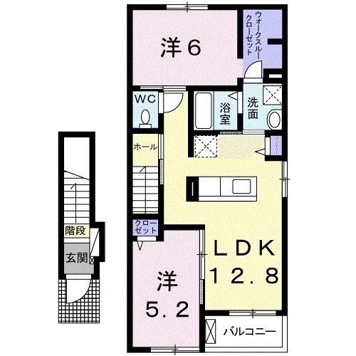イリーデ ディーオ カーサ(2LDK/2階)の間取り写真