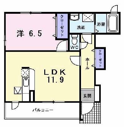 ビラージュ・ブリエI(1LDK/1階)の間取り写真