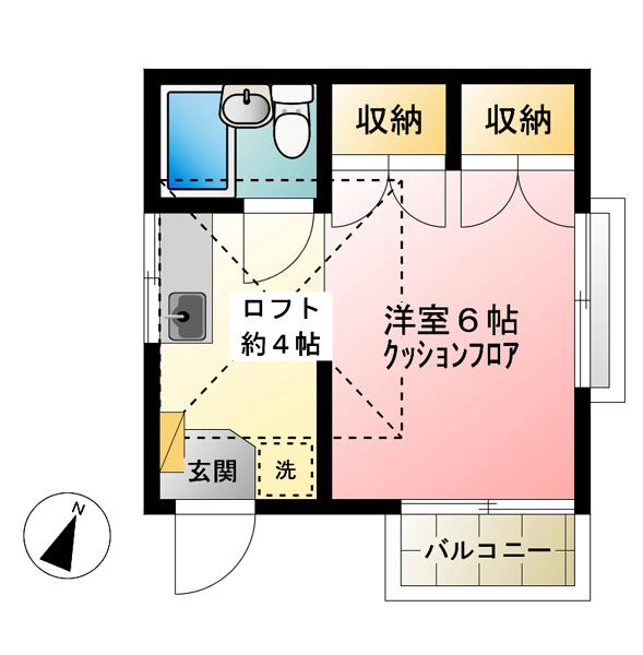 ブライトハイツ永福町(ワンルーム/2階)の間取り写真