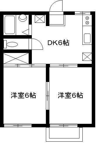 シャルムSI(2DK/1階)の間取り写真