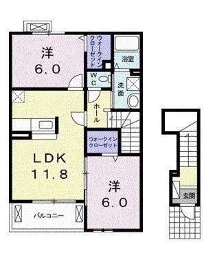 フィリア・デュオ・グランツT(2LDK/2階)の間取り写真