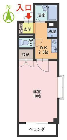 ビリヤンスモーヴ(1DK/3階)の間取り写真