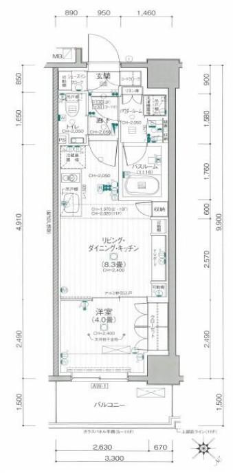 デュオステージ関内II(1LDK/10階)の間取り写真