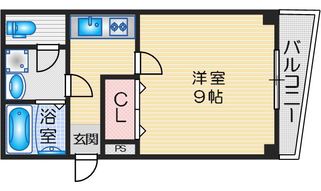 レジデンス緑地公園(1K/2階)の間取り写真