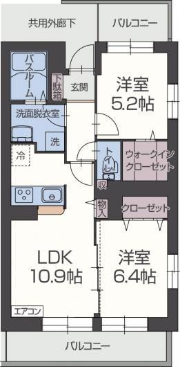 フランシエロ(2LDK/4階)の間取り写真