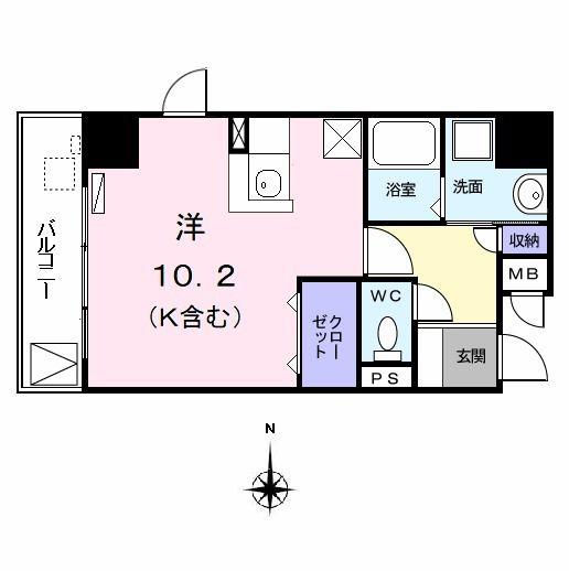 ベルアンジュ(ワンルーム/10階)の間取り写真