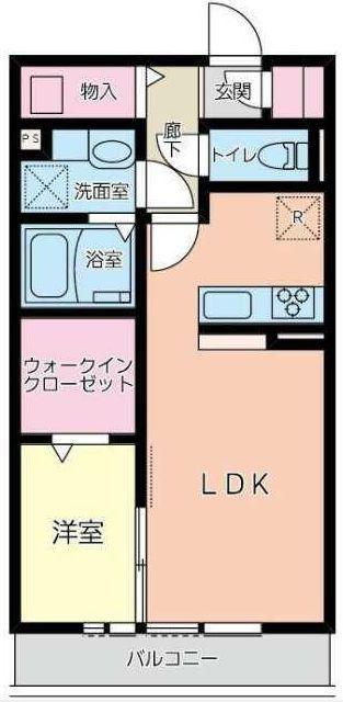リヴェール相模大野A(1LDK/2階)の間取り写真