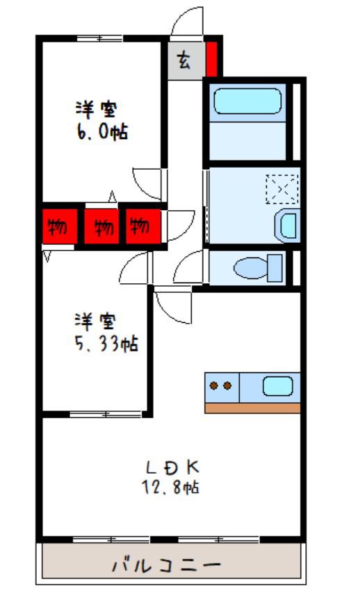 グランヴェール青山A棟(2LDK/2階)の間取り写真