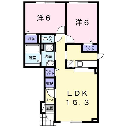 シェルブール(2LDK/1階)の間取り写真