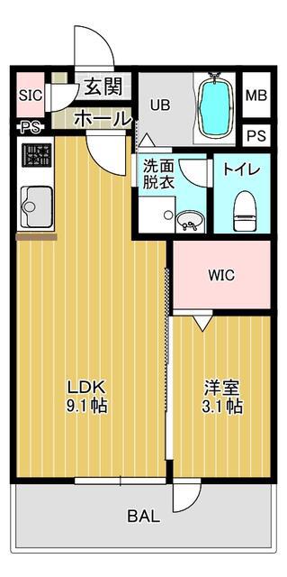 ブルーノート山王(1LDK/5階)の間取り写真