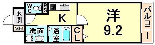 ソレアードアビ(1K/5階)の間取り写真