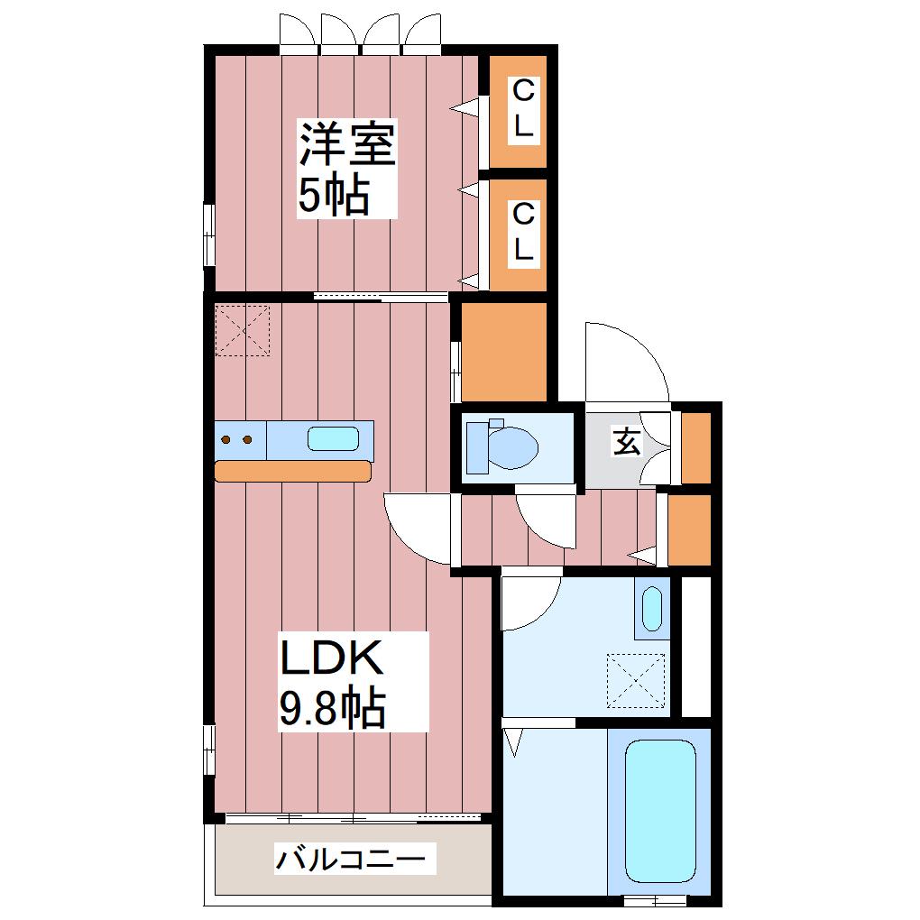 GRAND ESPOIR長町壱番館(1LDK/1階)の間取り写真