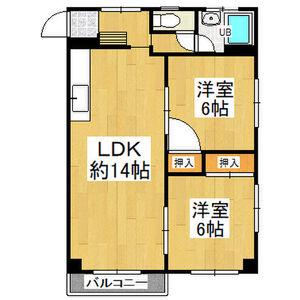 平和第二マンション(2LDK/4階)の間取り写真