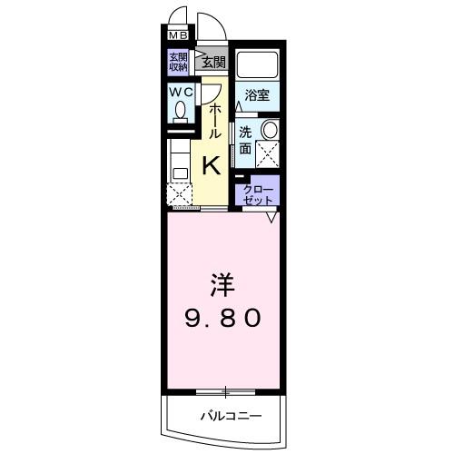 プラシードII(1K/3階)の間取り写真