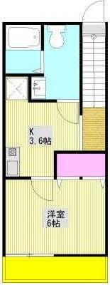 B CASA KODAIRA(1K/2階)の間取り写真
