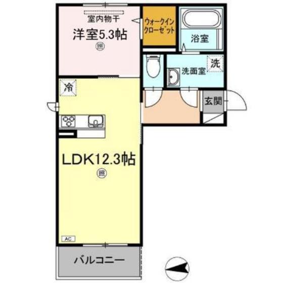 アンリ.D(1LDK/2階)の間取り写真