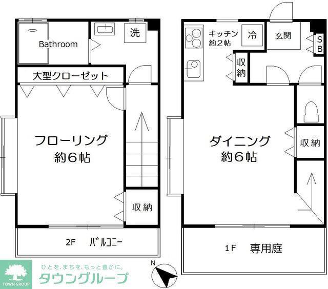 フローラルハイツII(1DK/1階)の間取り写真