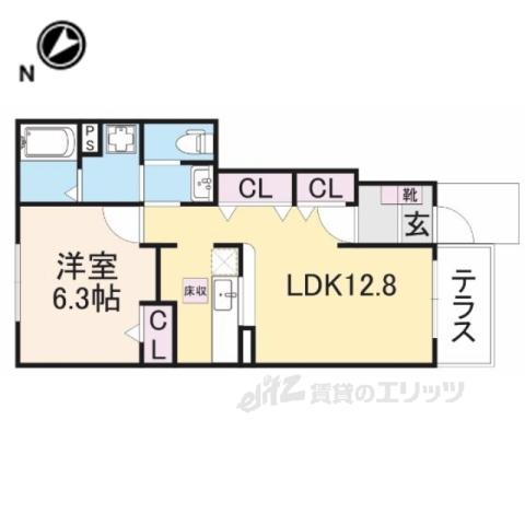 ラ・ネージュ1番館(1LDK/1階)の間取り写真