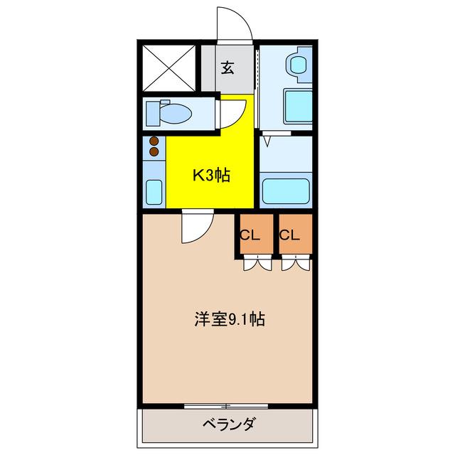 シェモア(1K/2階)の間取り写真
