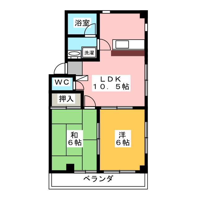 ニアーハイム七里(2LDK/3階)の間取り写真