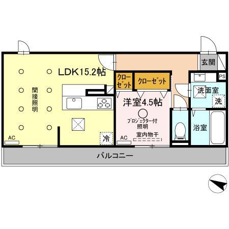 Dプレイス 八王寺(1LDK/1階)の間取り写真