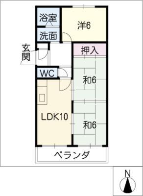 グリーンハイツ水草(3LDK/1階)の間取り写真