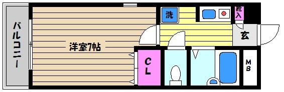 パルテールII(1K/2階)の間取り写真