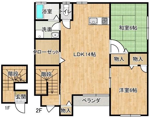リープフロッグB(2LDK/2階)の間取り写真
