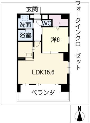 ESSE東別院(1LDK/10階)の間取り写真