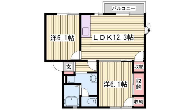 サンハイツA(2LDK/2階)の間取り写真