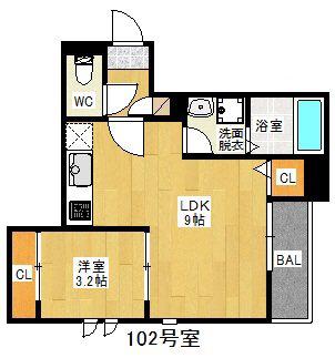 GRANDTIC てぃーだ(1LDK/1階)の間取り写真