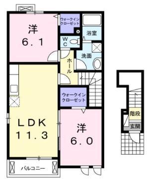エスポワール(2LDK/2階)の間取り写真