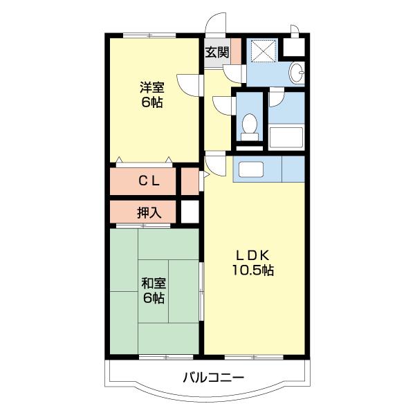 グリーンリーフII(2LDK/4階)の間取り写真