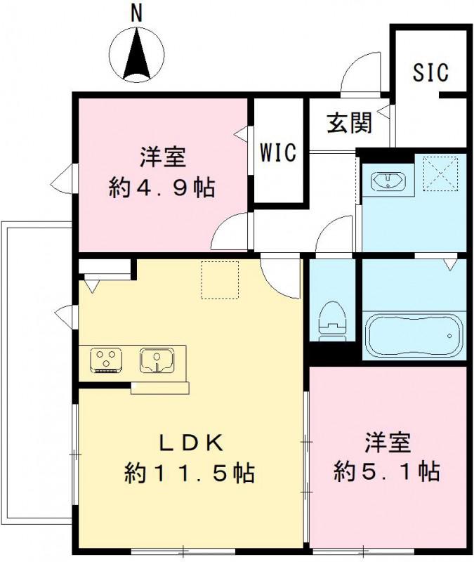 YOUR MAISON 富松(2LDK/3階)の間取り写真